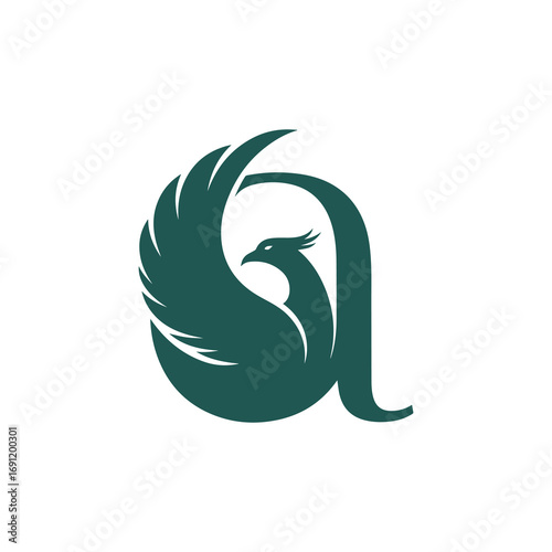 A modern, bold logo of the lowercase letter "a" with a soaring phoenix bird, symbolizing rebirth, mythology, and strength.