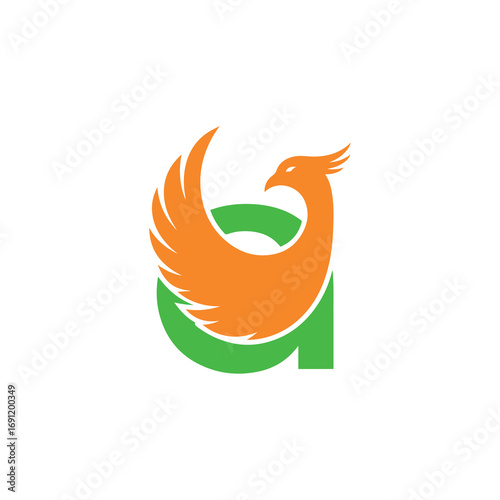 A modern, bold logo of the lowercase letter "a" with a soaring phoenix bird, symbolizing rebirth, mythology, and strength.