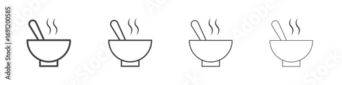 Bowl of soup icons vector graphics for web designs