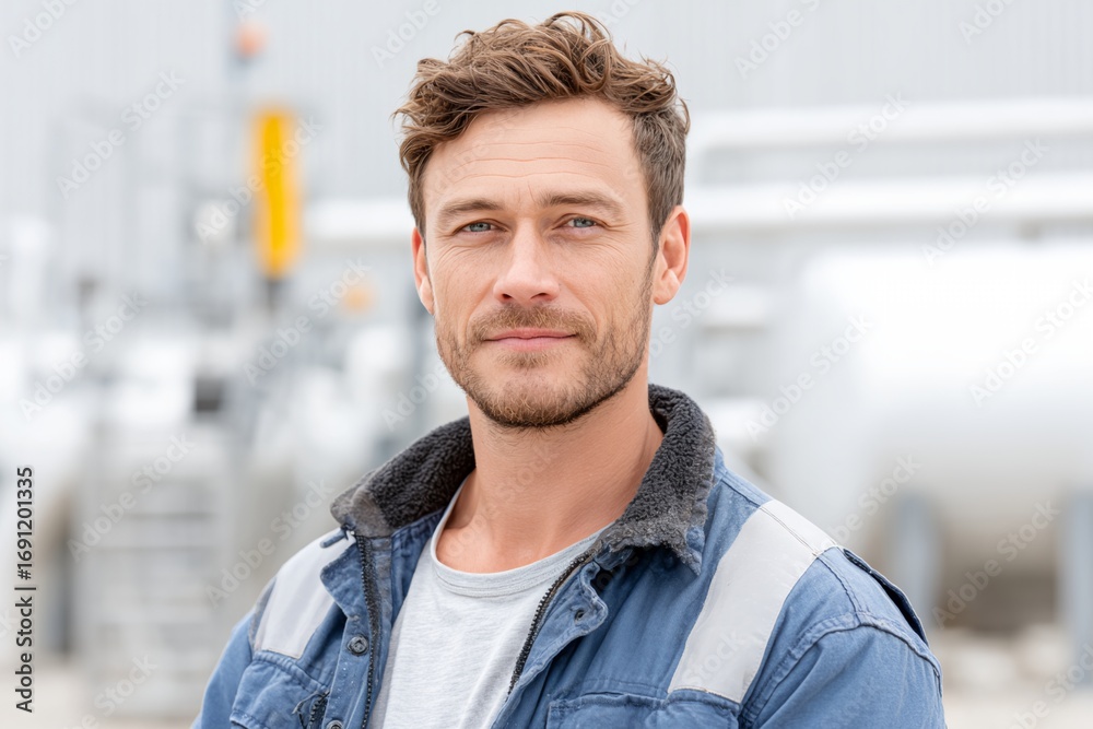 Obraz premium Man with a beard and a blue jacket