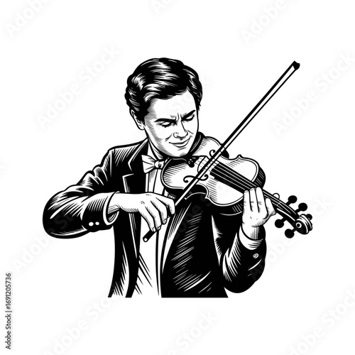 A vector illustration of a violinist that captures the essence of classical music and elegant performance.