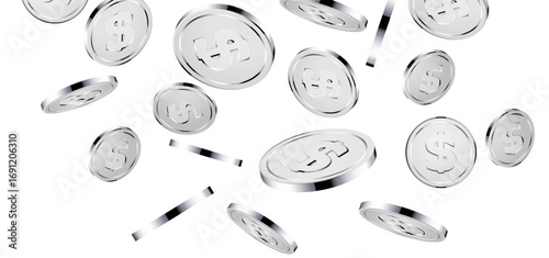 Silver dollar coin metallic background finance currency wealth investement economy. Money dollar coin.