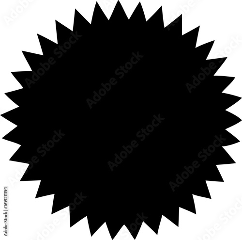 Black and white star award badge with a blank frame border and a postage stamp design
