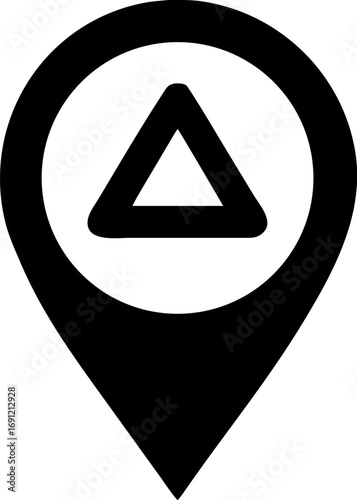 Black and white map marker with triangle inside a circle. Free Download Black and white map marker with triangle inside a circle. - GFXLoad