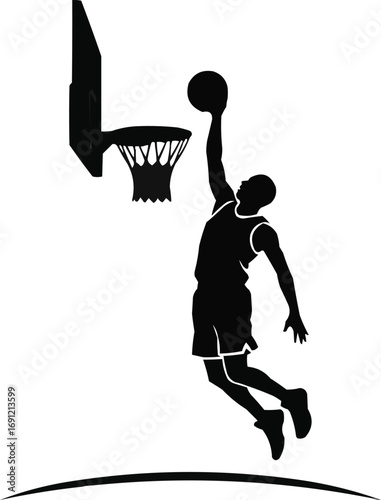 Silhouette of a Basketball Player Jumping for a Slam DunkSilhouette of a Basketball Player Jumping for a Slam Dunk