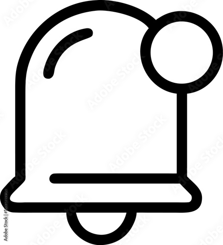 A black and white line icon of a notification bell, indicating a new alert or message.