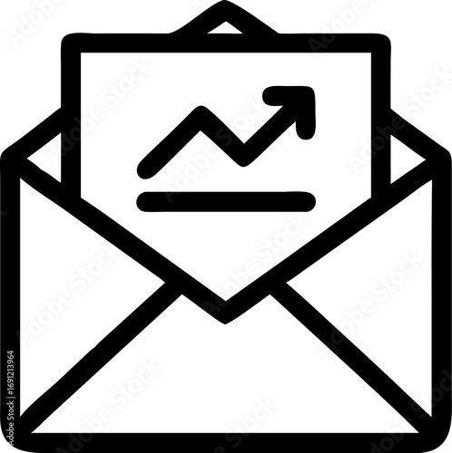 An open envelope with a document inside displaying a rising graph indicating positive growth.