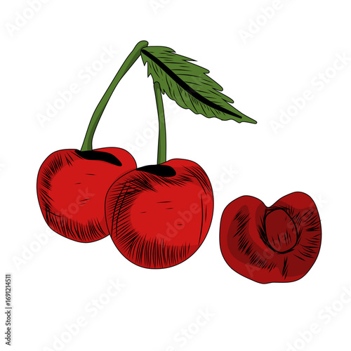 cherry with leaves
