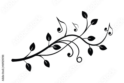 minimal floral branch with decorative music notes