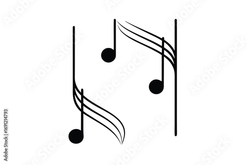 minimal line art music notes corner frame vector