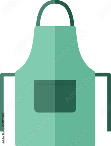 Mint green simple kitchen apron with pocket flat icon vector cooking garment protective apparel vector