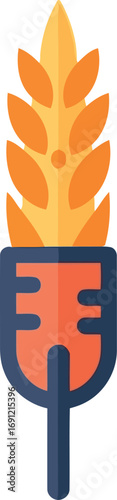Golden wheat ear with abstract modern orange-blue design vector