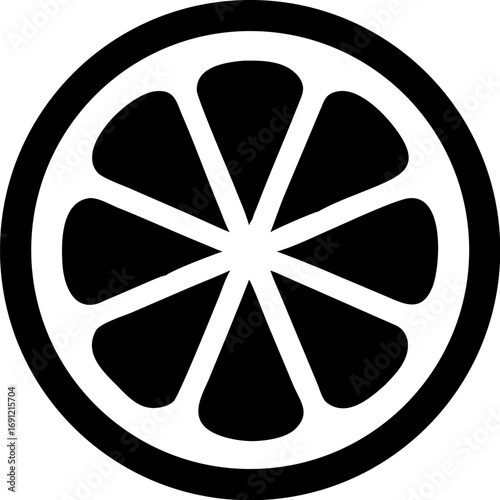 Close-up view of a circular slice of lemon, showing its segments.