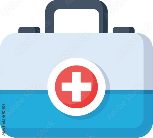 Modern first aid kit medical emergency supplies health care service symbol flat design vector vector