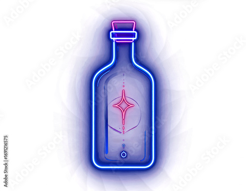 Neon Glowing Bott Icon on Black solid Background, Futuristic Style 