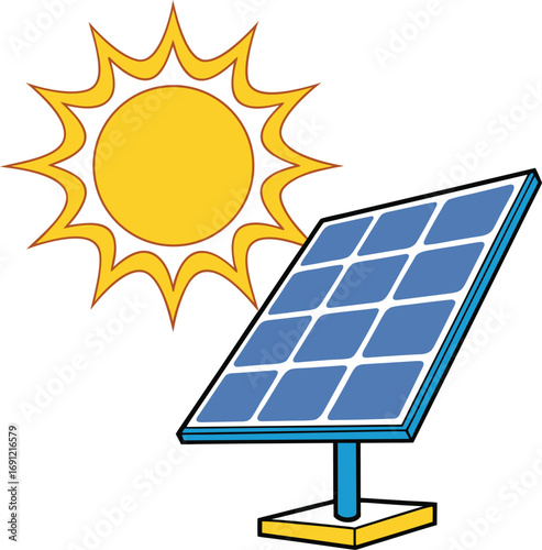 Solar panel vector template illustration sun energy power generation