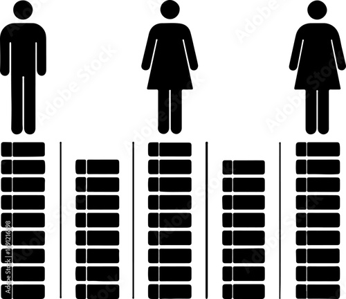 Visual representation of gender distribution, comparing male and female demographics with bar graphs.