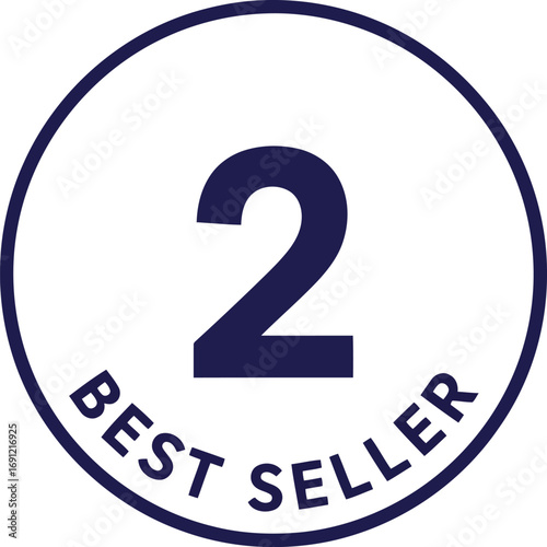 Number two best seller circle badge icon vector graphic for sales promotion vector