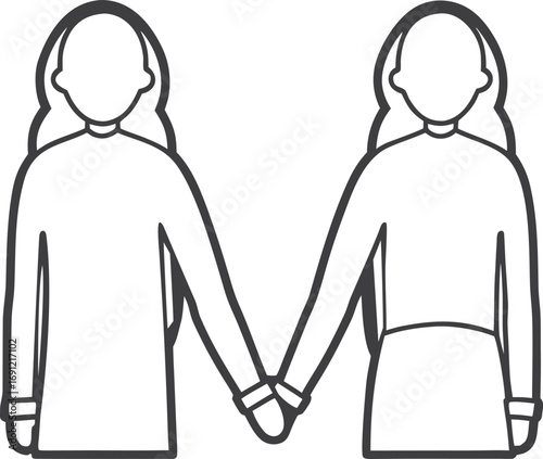 Vector template illustration of two people holding hands friendship partnership
