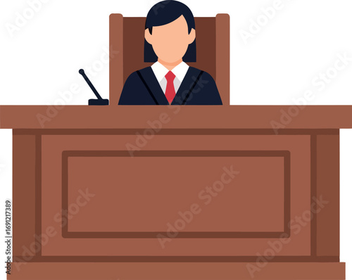 Lawyer judge sitting at wooden courtroom gavel justice system legal profession symbol vector