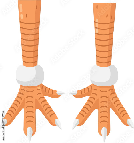 Farm poultry chicken feet legs isolated orange realistic pet food ingredient cooking preparation vector