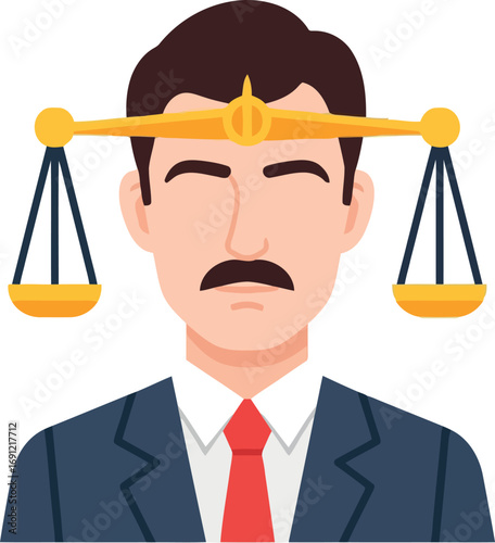Legal professional with scales of justice symbolizing law and fairness vector