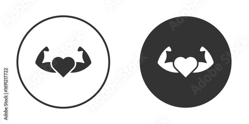 Strong heart icon silhouette vector illustration collection