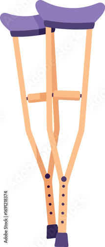 Adjustable crutches for mobility support and injury recovery therapy assistance vector