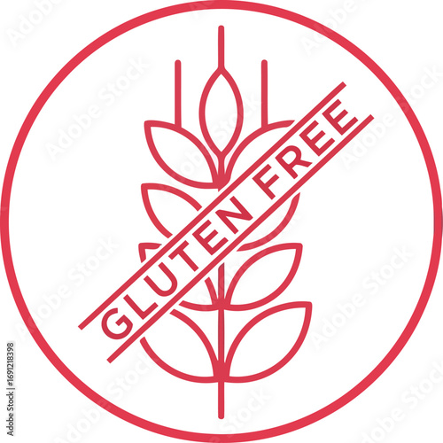 Gluten free symbol wheat icon healthy food symbol circle line art design vector