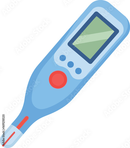 Digital thermometer blue medical device healthcare technology electronic measurement tool vector