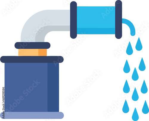 Industrial water pipe system fluid flow vector graphic vector