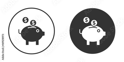Piggy bank icon silhouette vector illustration collection