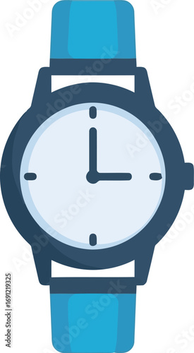 Modern analog wristwatch with bright blue band for stylish timekeeping and fashionable accessories vector