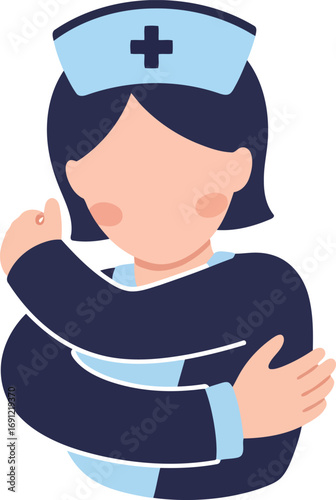 Caring nurse illustration thumbs up gesture medical healthcare professional friendly support vector