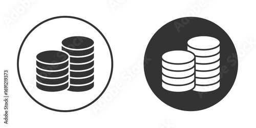 Money coin icon silhouette vector illustration collection