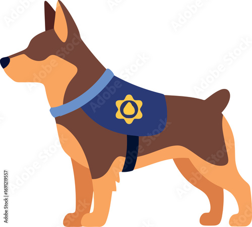 Alert german shepherd police dog k9 service uniform ready for duty vector