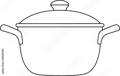 Clean line art cooking pot icon simple kitchenware culinary symbol vector illustration for food service vector