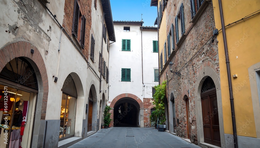 Fototapeta premium Narrow European alleyway with historic buildings