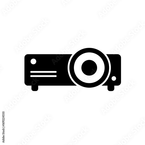 Projector black silhouette on transparent background