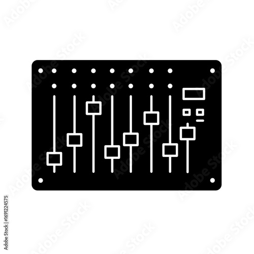Audio mixer black silhouette on transparent background