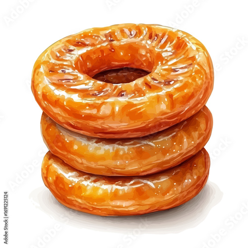 Jalebi, watercolor vector, isolated on a white background.