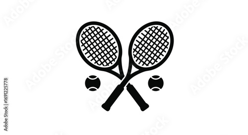 Tennis Rackets and Balls A Graphic Icon for Sport and Recreation