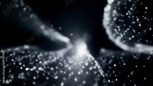 Dark surface, bright particles erupting, bokeh background, abstract design
