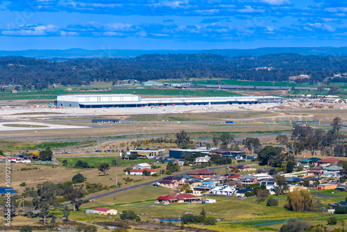 Принти на полотні Drone aerial photograph of the Logistics Precinct located near the new Western Sydney International Airport in the Greater Western Sydney suburb of Badgerys Creek in New South Wales, Australia