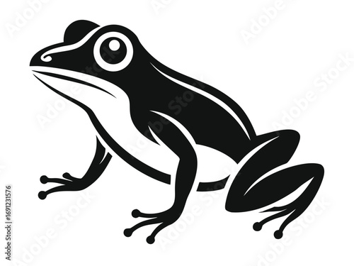 Simple Frog Illustration in Black and White Silhouette