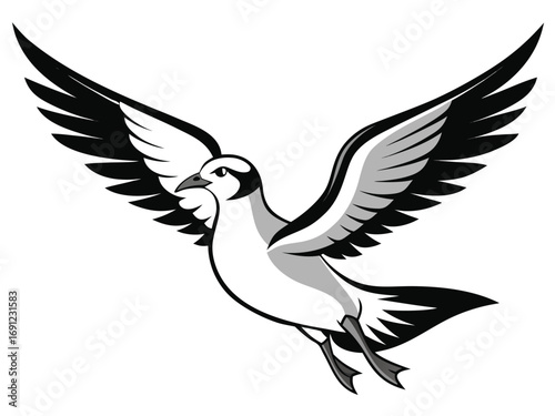 Soaring Bird with Open Wings in Flight silhouette