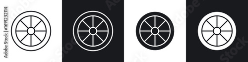 Tyre icons in solid and stroke graphics