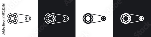 Timing belt icons in solid and stroke graphics