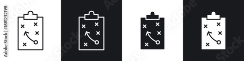 Tactics icons in solid and stroke graphics