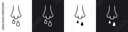 Stuffy nose icons in solid and stroke graphics
